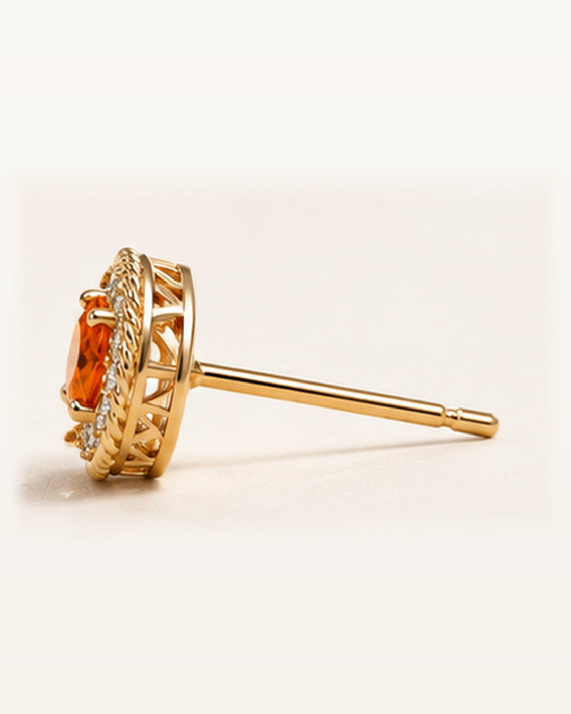 Late Light Halo Stud Earrings side profile showing the gallery and post